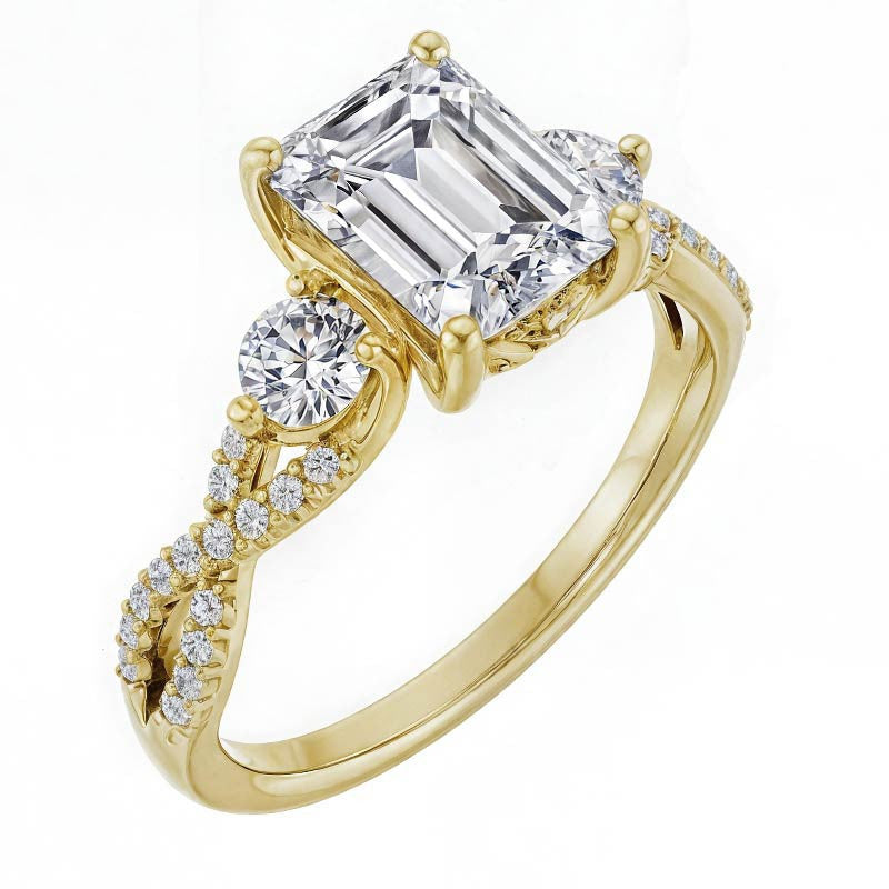 Emerald / Radiant Infinity Style Engagement Ring