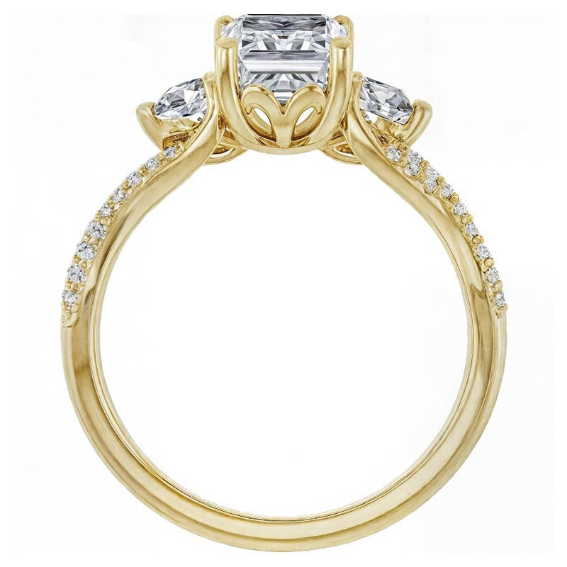 Emerald / Radiant Infinity Style Engagement Ring