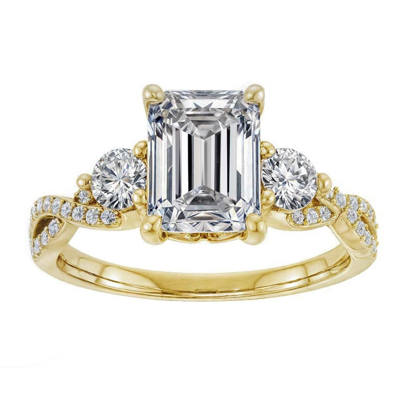 Emerald / Radiant Infinity Style Engagement Ring