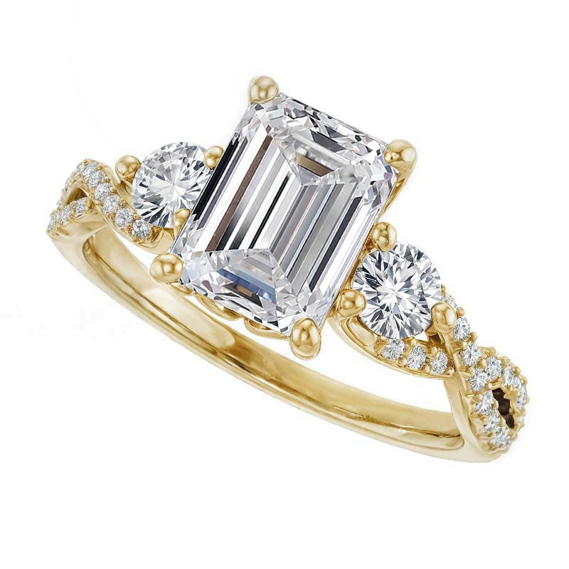 Emerald / Radiant Infinity Style Engagement Ring