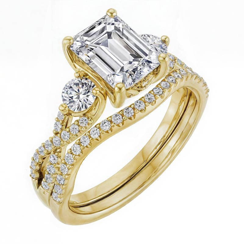 Emerald / Radiant Infinity Style Engagement Ring