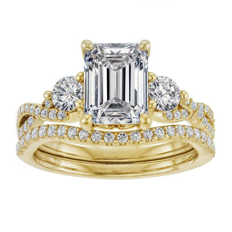 Emerald / Radiant Infinity Style Engagement Ring