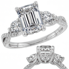Emerald / Radiant Infinity Style Engagement Ring