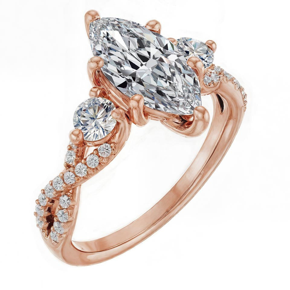 Marquise Infinity Style Moissanite Engagement Ring