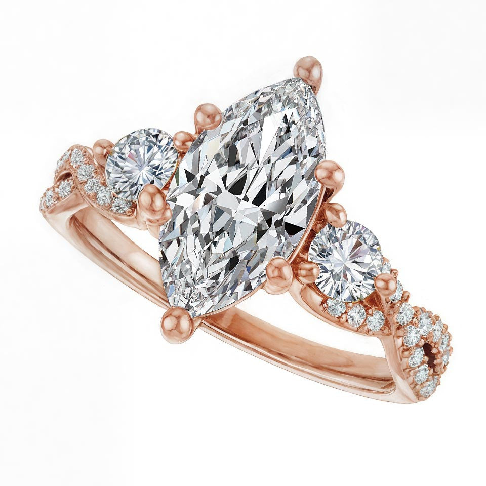 Marquise Infinity Style Moissanite Engagement Ring