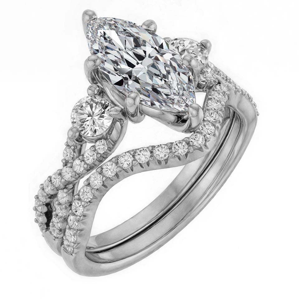 Marquise Infinity Style Moissanite Engagement Ring
