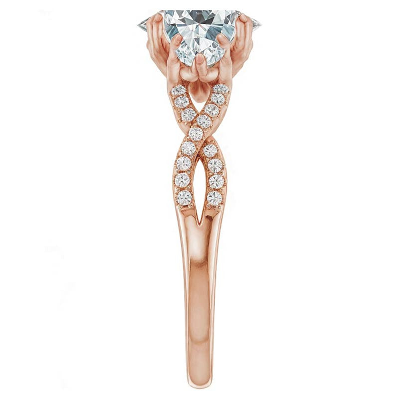 Oval Moissanite Infinity Style Engagement Ring