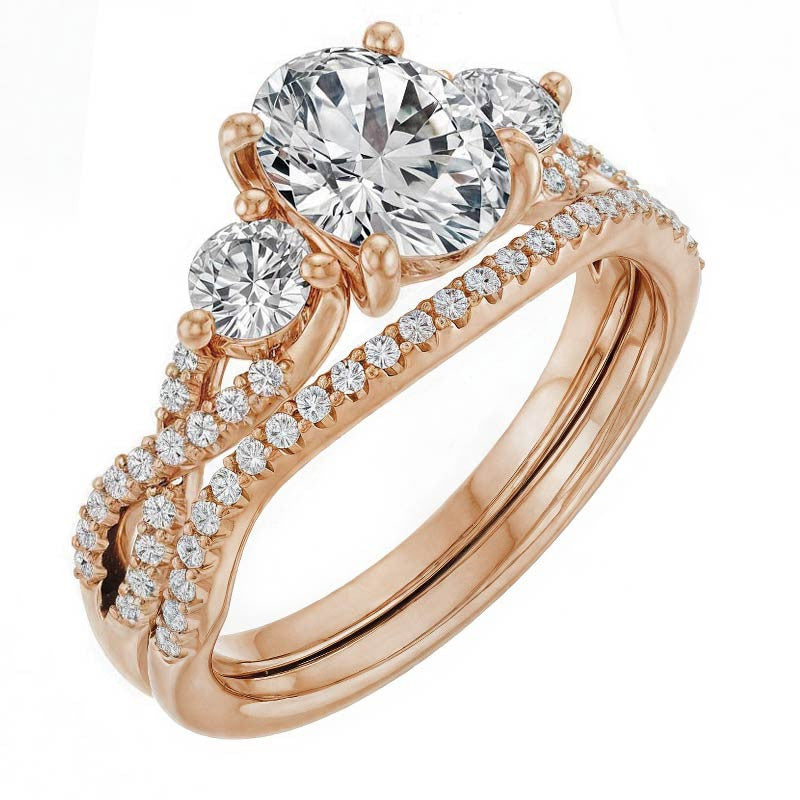 Oval Moissanite Infinity Style Engagement Ring