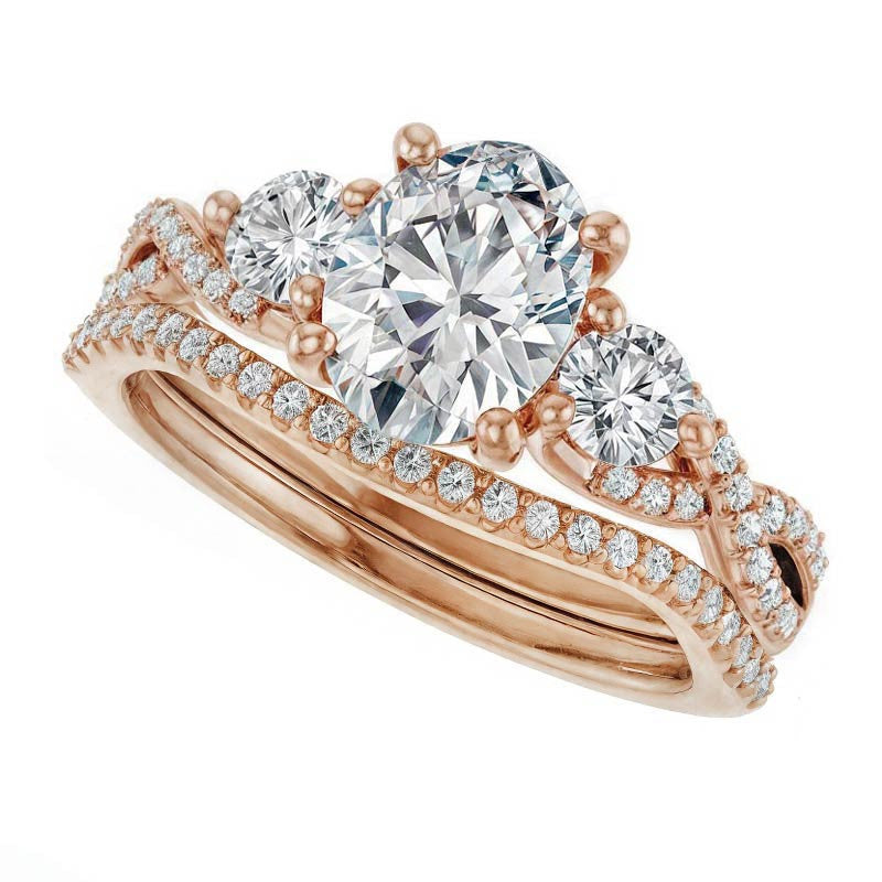 Oval Moissanite Infinity Style Engagement Ring