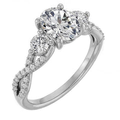 Oval Moissanite Infinity Style Engagement Ring