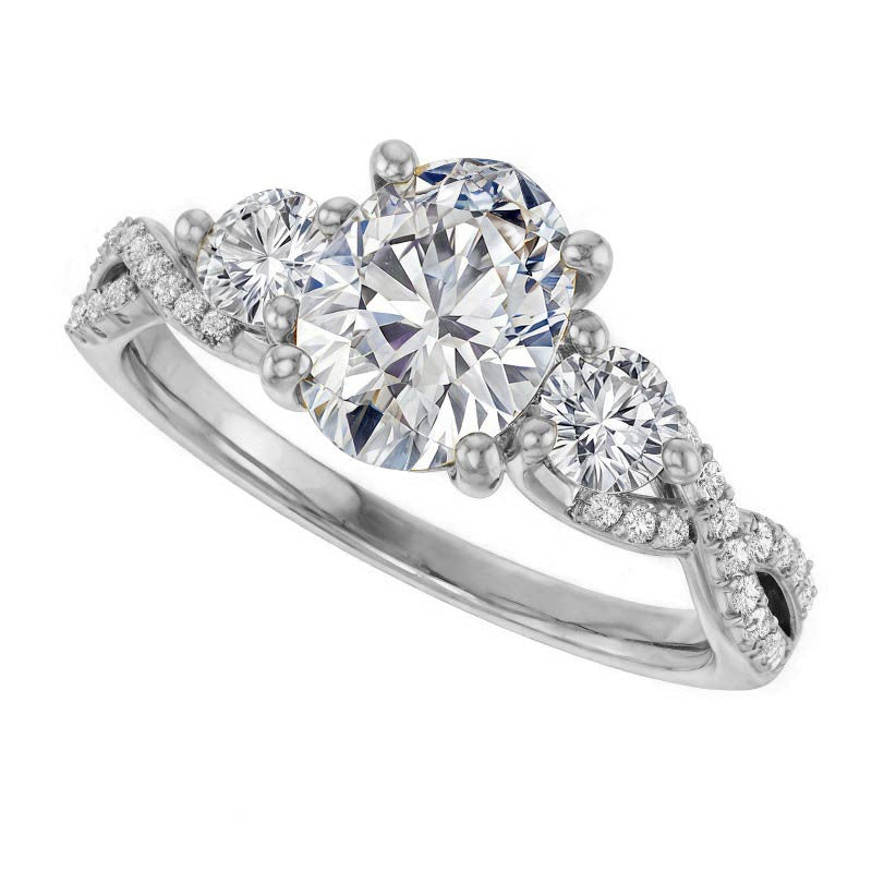 Oval Moissanite Infinity Style Engagement Ring