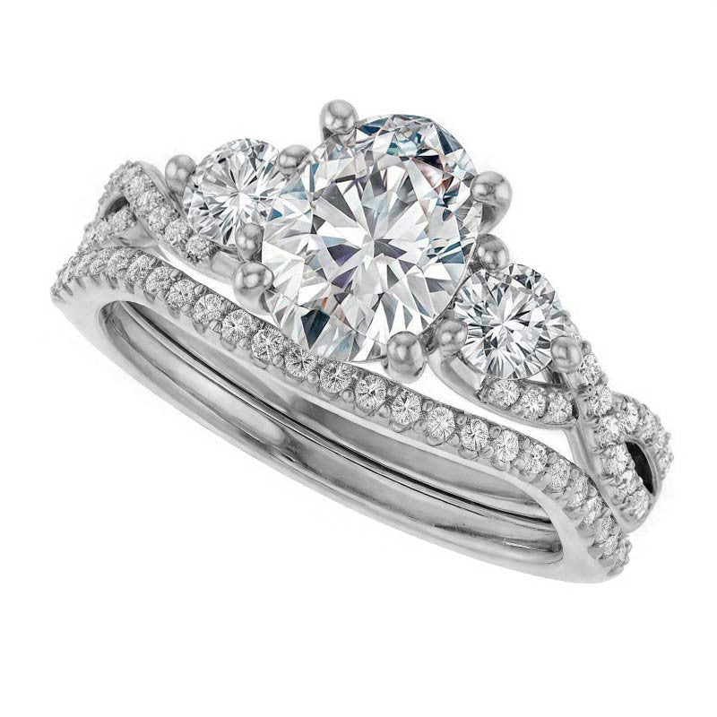 Oval Moissanite Infinity Style Engagement Ring