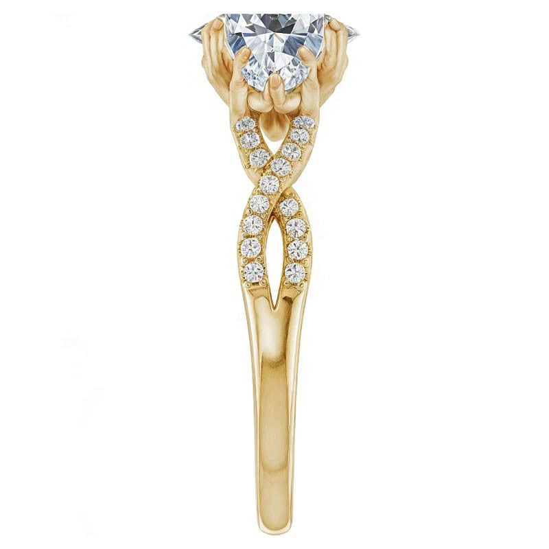 Oval Moissanite Infinity Style Engagement Ring