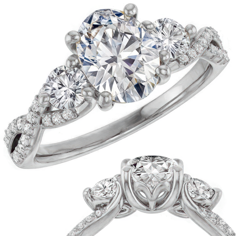 Oval Moissanite Infinity Style Engagement Ring