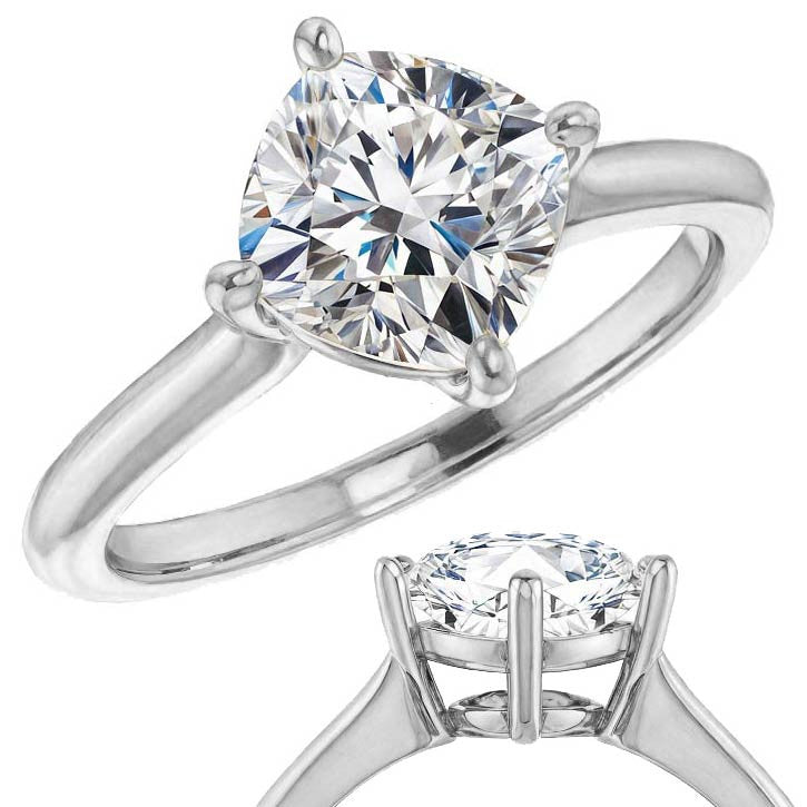Cushion Moissanite Solitaire Ring