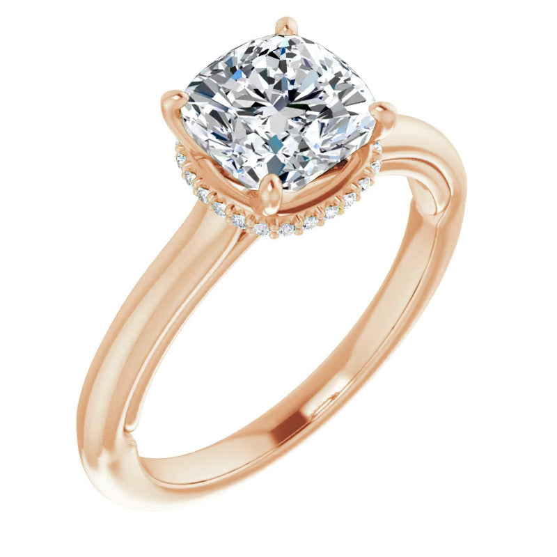 Cushion cut Moissanite Cathedral Solitaire Ring