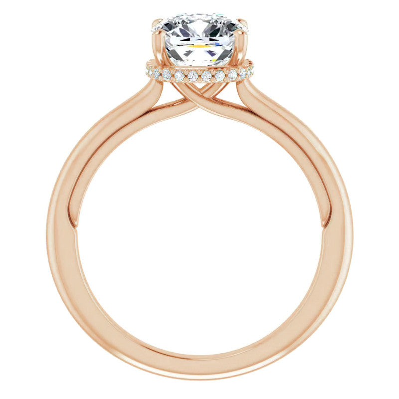 Cushion cut Moissanite Cathedral Solitaire Ring