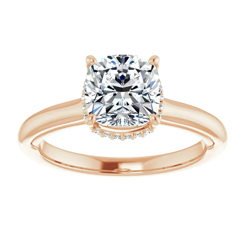 Cushion cut Moissanite Cathedral Solitaire Ring
