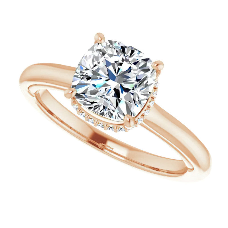 Cushion cut Moissanite Cathedral Solitaire Ring