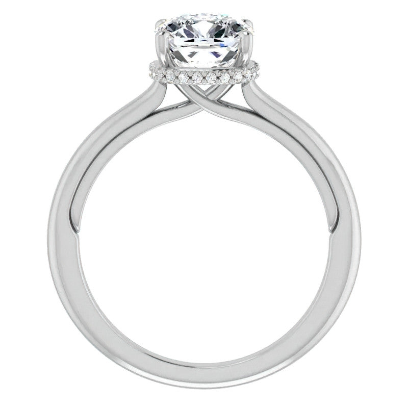 Cushion cut Moissanite Cathedral Solitaire Ring