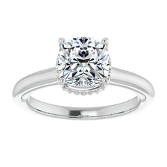 Cushion cut Moissanite Cathedral Solitaire Ring