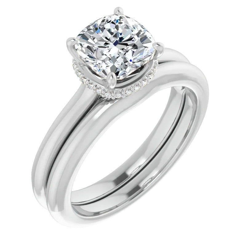 Cushion cut Moissanite Cathedral Solitaire Ring