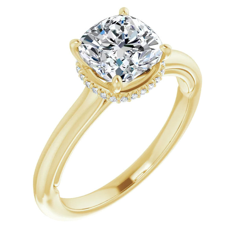 Cushion cut Moissanite Cathedral Solitaire Ring