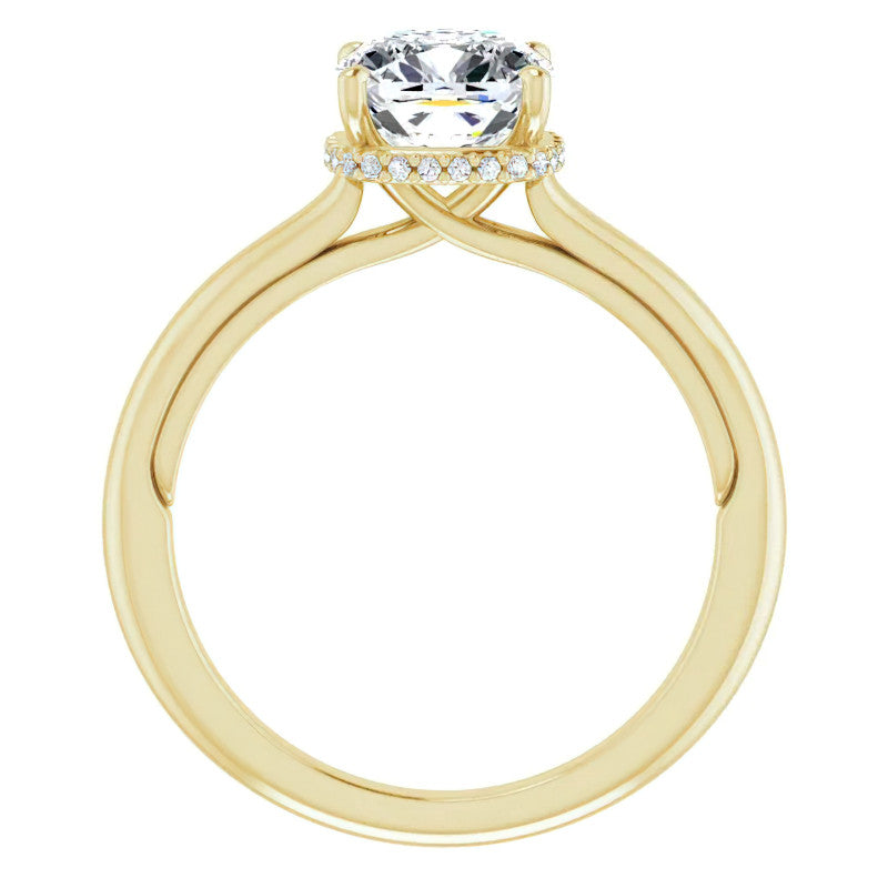 Cushion cut Moissanite Cathedral Solitaire Ring