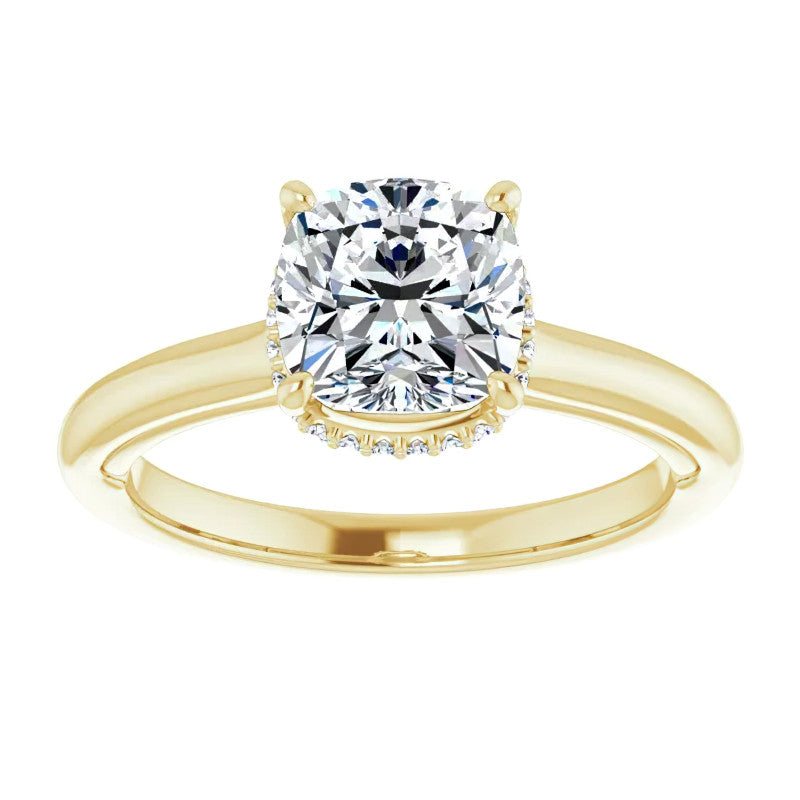 Cushion cut Moissanite Cathedral Solitaire Ring