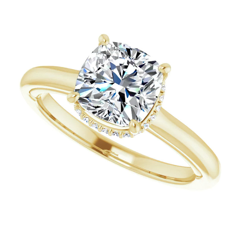 Cushion cut Moissanite Cathedral Solitaire Ring