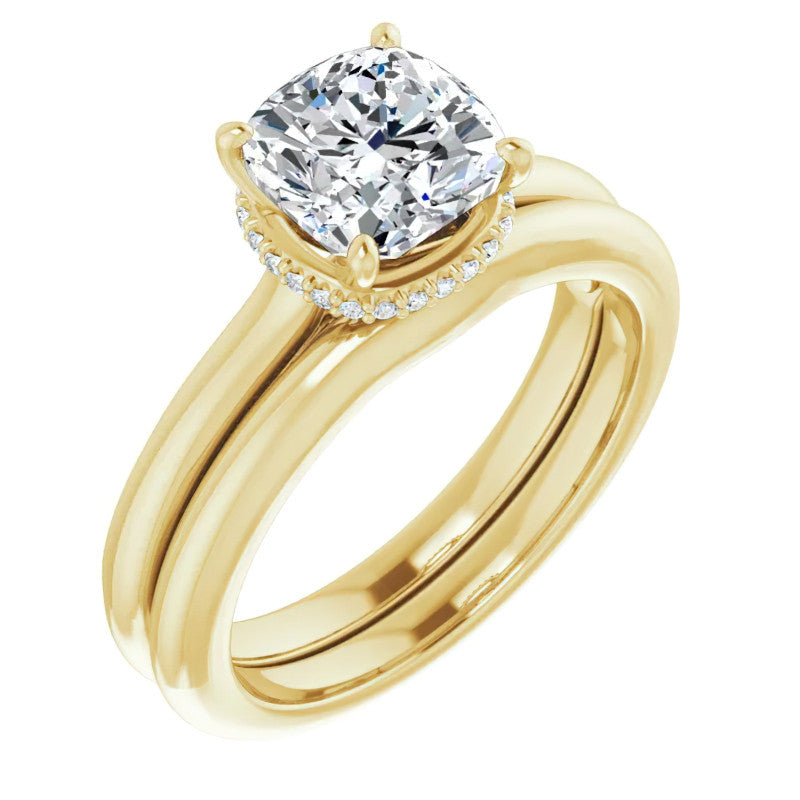 Cushion cut Moissanite Cathedral Solitaire Ring
