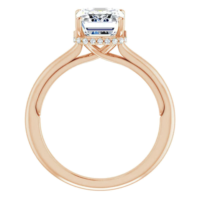 Emerald / Radiant cut Cathedral Solitaire Ring
