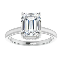 Emerald / Radiant cut Cathedral Solitaire Ring