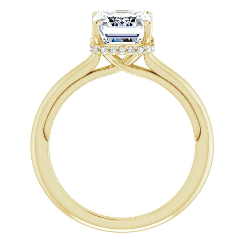 Emerald / Radiant cut Cathedral Solitaire Ring