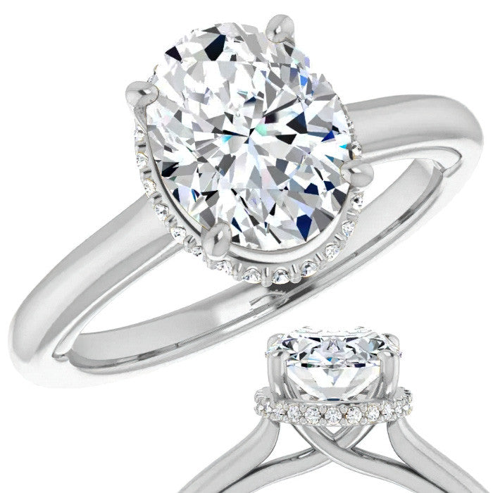 Oval cut Moissanite Cathedral Solitaire Ring