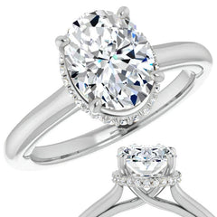 Oval cut Moissanite Cathedral Solitaire Ring