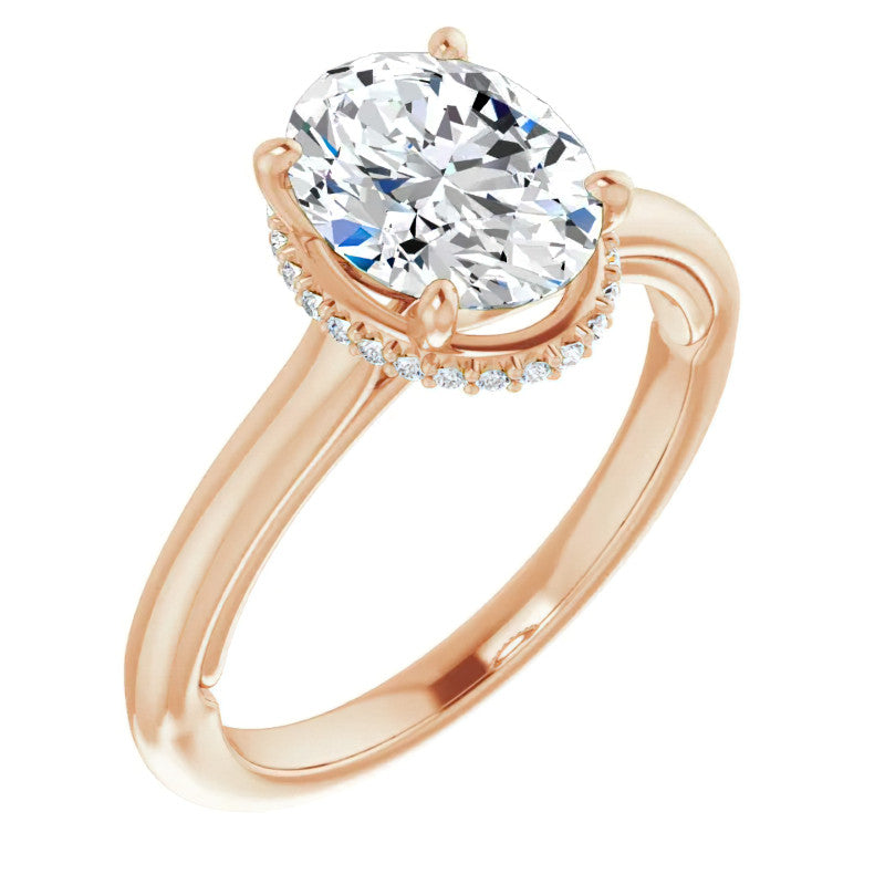 Oval cut Moissanite Cathedral Solitaire Ring