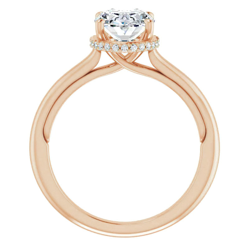 Oval cut Moissanite Cathedral Solitaire Ring