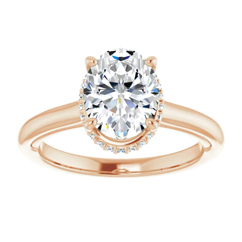 Oval cut Moissanite Cathedral Solitaire Ring