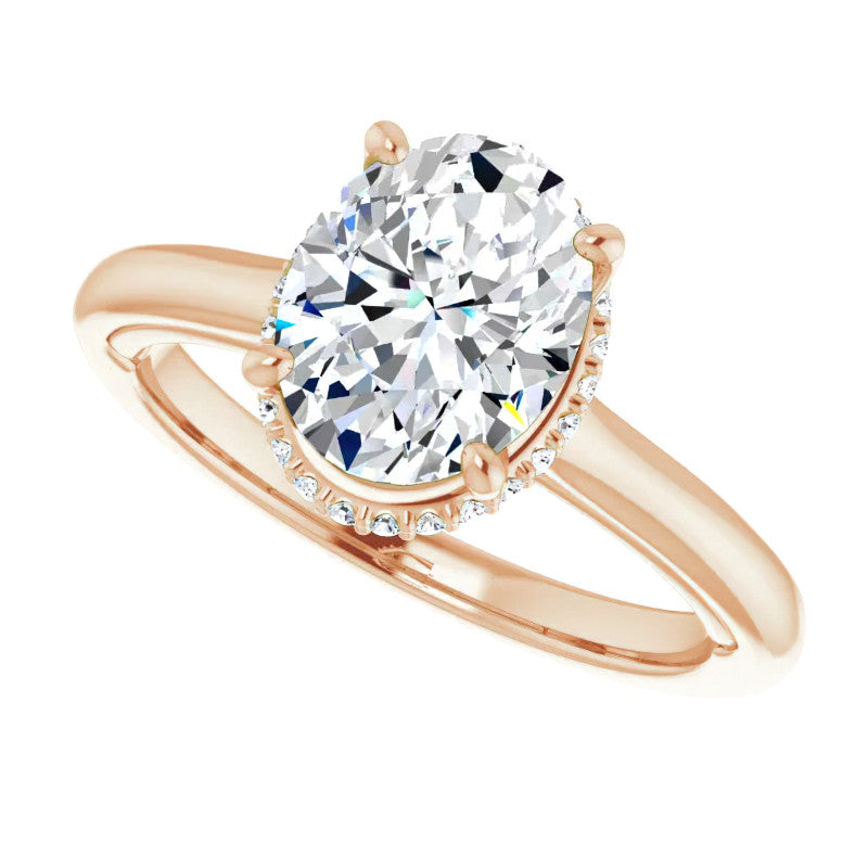 Oval cut Moissanite Cathedral Solitaire Ring