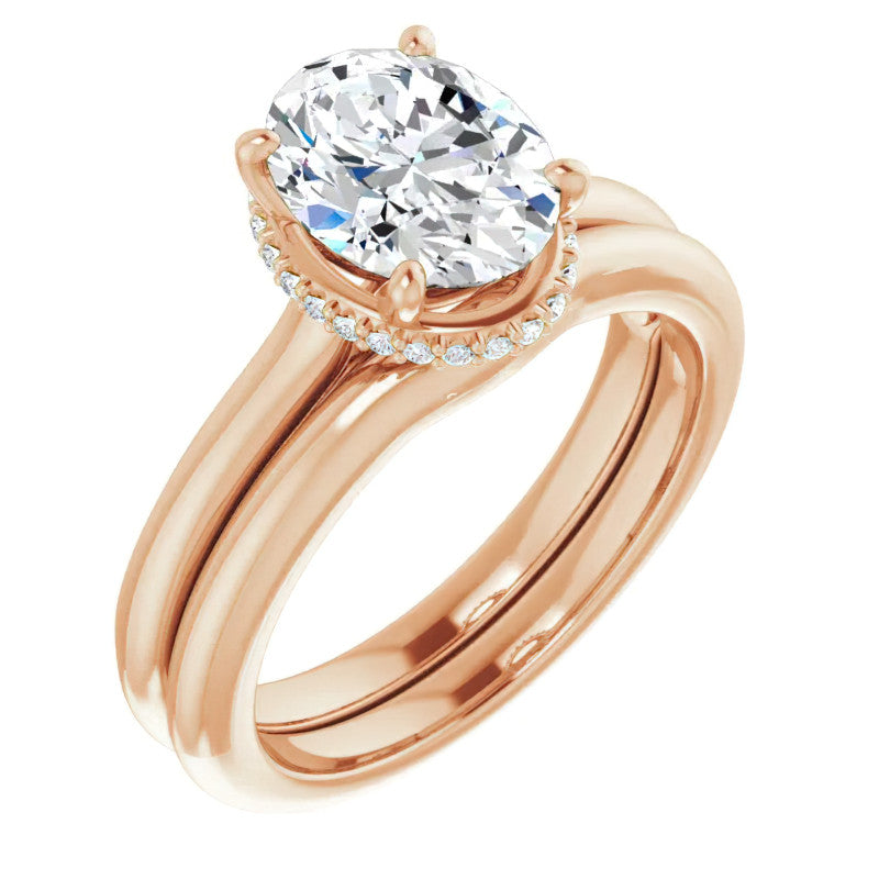 Oval cut Moissanite Cathedral Solitaire Ring