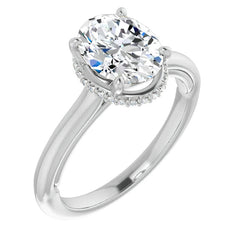 Oval cut Moissanite Cathedral Solitaire Ring