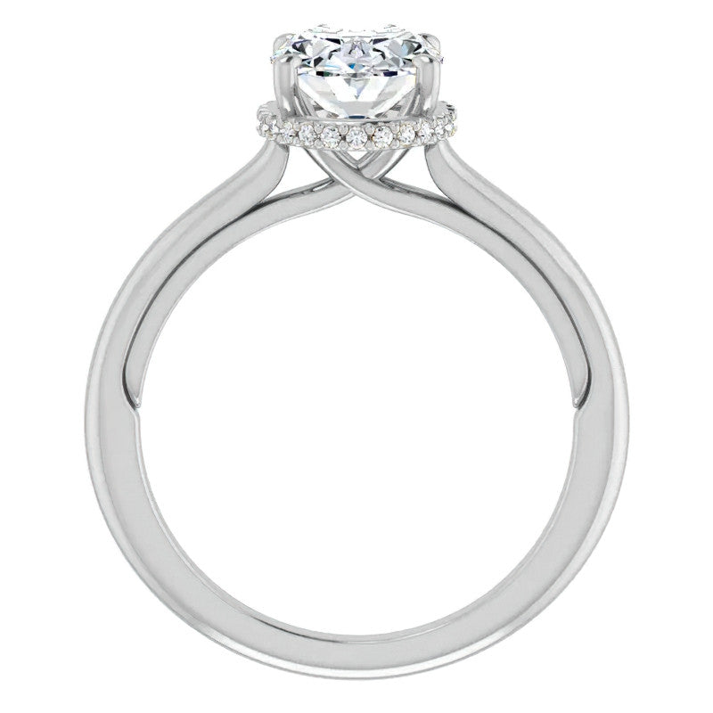 Oval cut Moissanite Cathedral Solitaire Ring