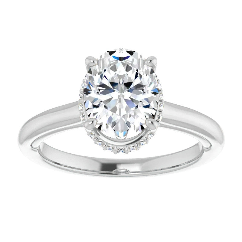 Oval cut Moissanite Cathedral Solitaire Ring
