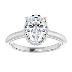 Oval cut Moissanite Cathedral Solitaire Ring