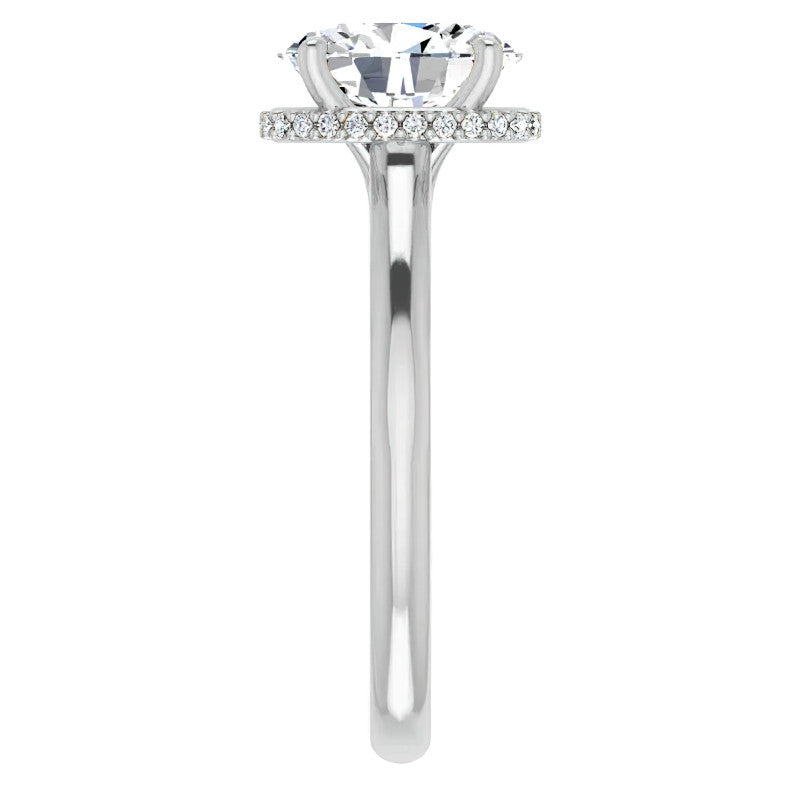Oval cut Moissanite Cathedral Solitaire Ring