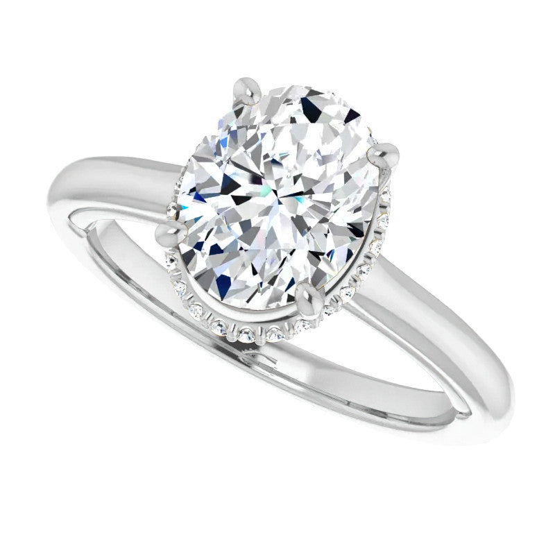 Oval cut Moissanite Cathedral Solitaire Ring