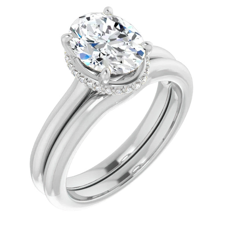 Oval cut Moissanite Cathedral Solitaire Ring