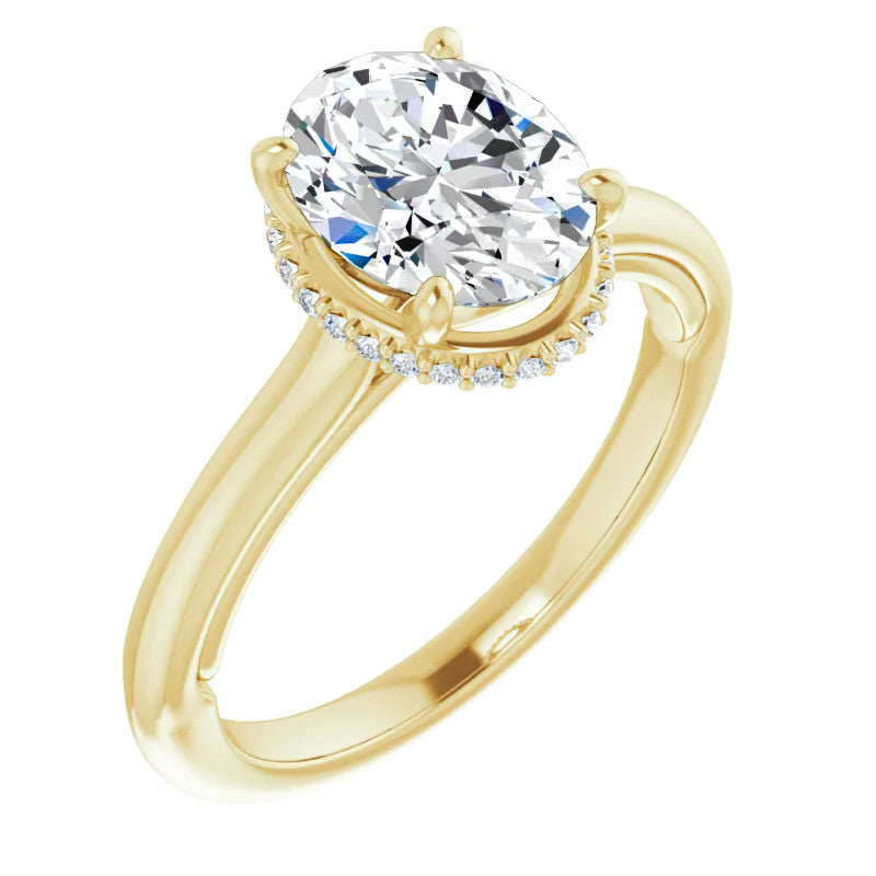 Oval cut Moissanite Cathedral Solitaire Ring
