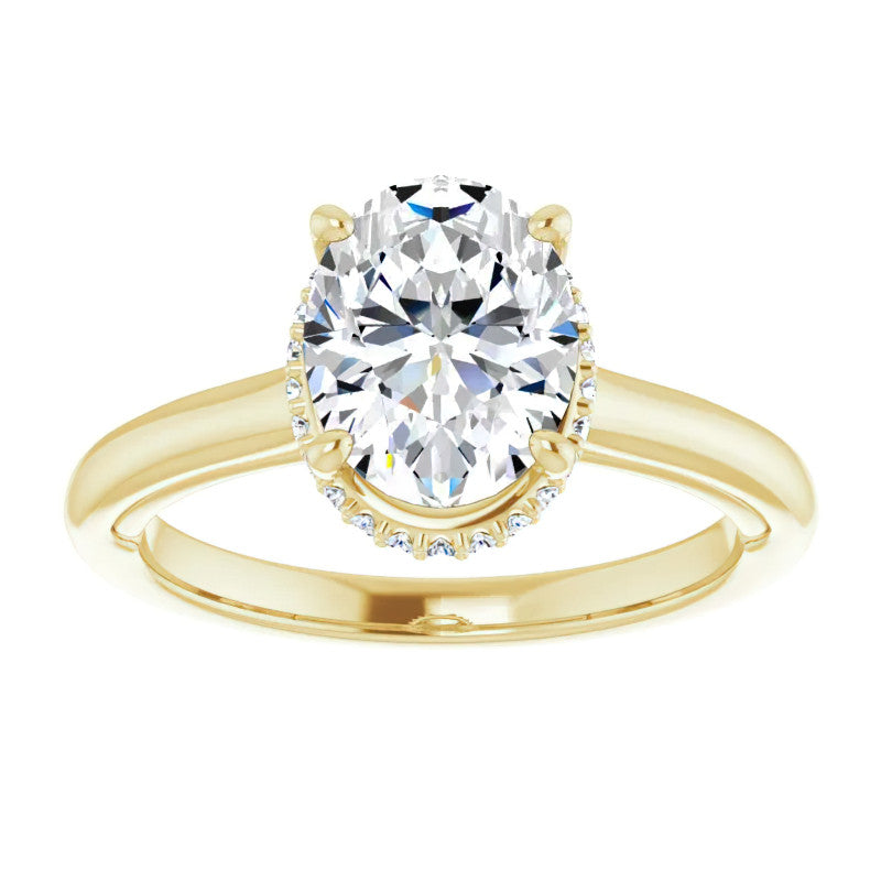 Oval cut Moissanite Cathedral Solitaire Ring